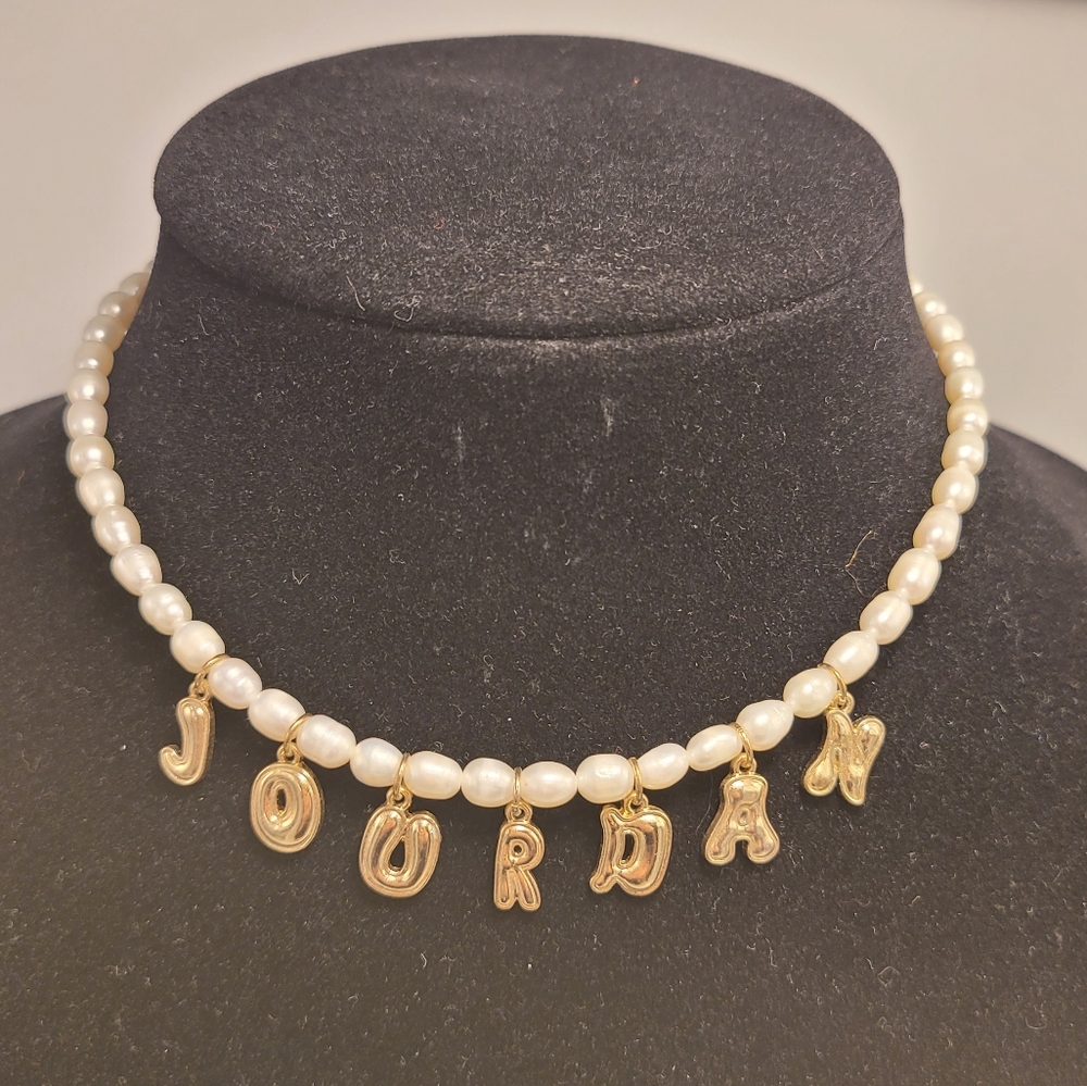 Frasier Sterling Custom Name  "JOURDAN" Necklace Freshwater Pearl New